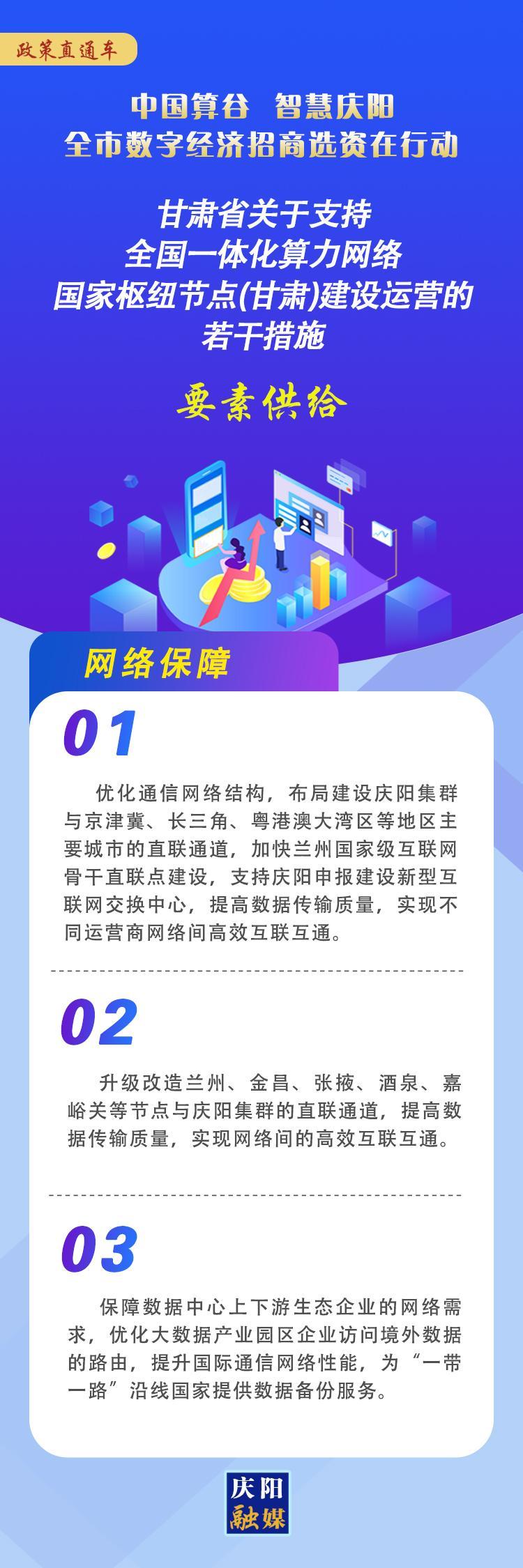 甘肅省關于支持全國一體化算力網絡國家樞紐節(jié)點(甘肅)建設運營的若干措施︱要素供給——網絡保障